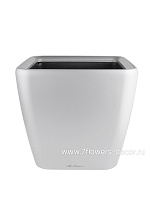 Кашпо Lechuza "Quadro LS Complete silver metallic" (пластик), 35x35xH33 см - фото 1