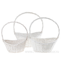 Корзина плетеная (ива), 52x40xH20/57 см, 45x35xH18/51 см, 37x29xH16/46 см, набор (3 шт) - фото 1