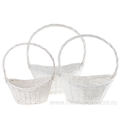 Корзина плетеная (ива), 52x40xH20/57 см, 45x35xH18/51 см, 37x29xH16/46 см, набор (3 шт) - фото 1