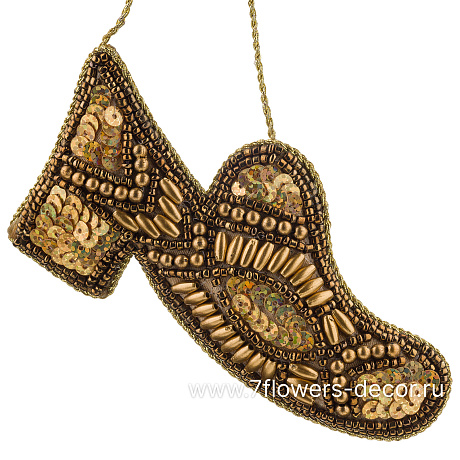 Елочная игрушка Туфелька (бисер, пайетки), 16xH9 см - фото 1