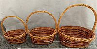 Корзина плетеная (ива), 30x25xH11 см - 19x15xH9 см, набор (3 шт)