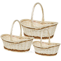 Корзина плетеная (ива), 51x40xH19/42 см - 37x27xH15/31 см, набор (3 шт) - фото 1