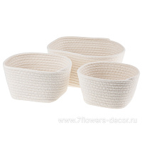 Кашпо плетеное (ткань), 17x17xH9,5 см - 24x24xH12 см, набор (3 шт) - фото 1