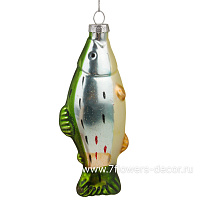 Елочная игрушка "Рыба" (стекло), 5,5х2,8хН13,2 см - фото 1