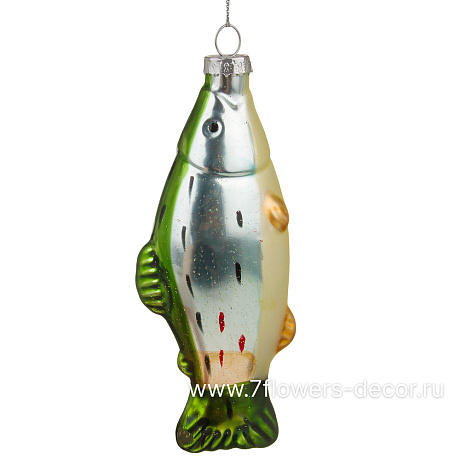 Елочная игрушка Рыба (стекло), 5,5х2,8хН13,2 см - фото 1