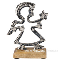 Фигура "Ангел" (металл), 13x5xH16 см, на деревянной подставке - фото 1