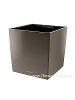 Кашпо Lechuza "Cube Premium Complete taupe high-gloss" (пластик), 40x40xH40 см - фото 1