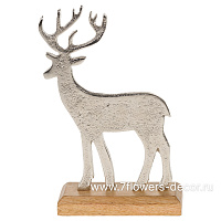 Фигура "Олень" (металл), 13x5xH22 см, на деревянной подставке - фото 1