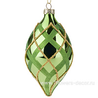 Елочная игрушка "Олива" (стекло), D8xH14 см - фото 1