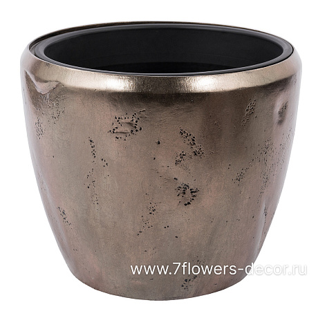 Кашпо полистоун Nobilis Marco Pa-silverbrown Round, D49хH42 см с тех.горшком - фото 1