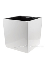 Кашпо Lechuza "Cube Premium Complete white high gloss" (пластик), 40x40xH40 см - фото 1