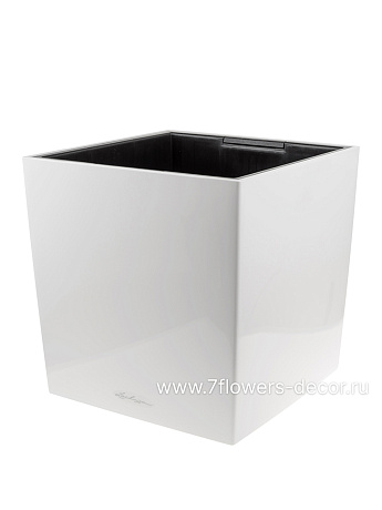 Кашпо Lechuza Cube Premium Complete white high gloss (пластик), 40x40xH40 см - фото 1