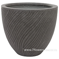 Кашпо Nobilis Marco "Sand Waves Dark grey Round" (файкостоун), D42xH36 см - фото 1