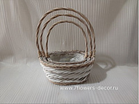 Корзина плетеная (ива), 33x25xH14/41 см - 24x16xH12/32 см, набор (3 шт)