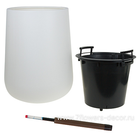 Кашпо PLANTA VITA Jar Matt white с автополивом (пластик), D34xH52 см - фото 2