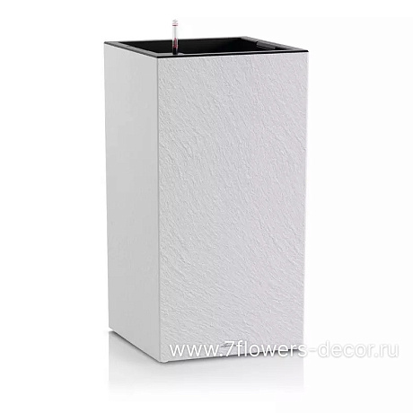 Кашпо Lechuza Canto Stone 30 Complete High light grey (пластик), 30x30xH56 см - фото 1