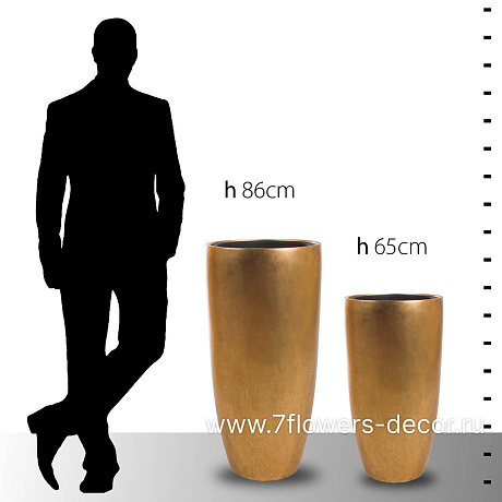 Кашпо Nobilis Marco Pa-gold Vase (полистоун), D41хH86 см, с тех.горшком - фото 5