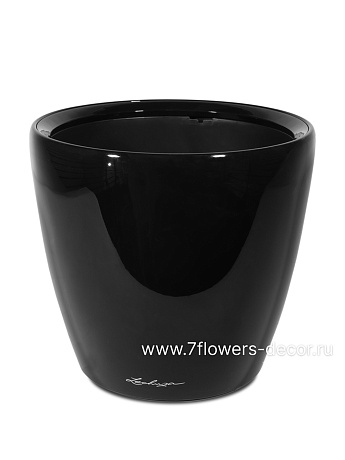 Кашпо Lechuza Classico LS Complete black high gloss (пластик), D43xH40 см - фото 1
