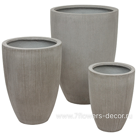 Кашпо Nobilis Marco Vertical stripes rough cement Vase (файкостоун), D51,5хH71 см - фото 3