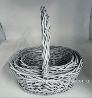 Корзина плетеная (ива), 38x30xH14/35 см - 28x20xH11/25 см, набор (3 шт)