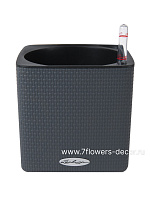 Кашпо Lechuza "Cube Color Complete slate," (пластик), 17x17xH16 см - фото 1