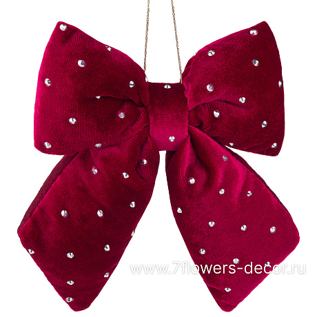 Елочная игрушка Бант (бархат), 14xH15 см - фото 1