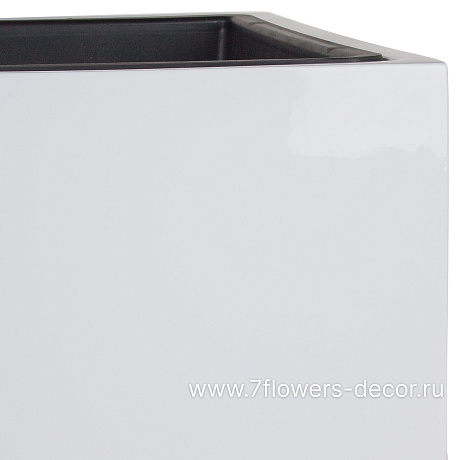 Кашпо полистоун Nobilis Marco Pmlac-white Cube, 50х50хH50 см с тех.горшком - фото 2