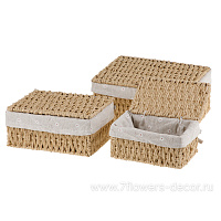 Кашпо плетеное (бумага), 19x13xH10 см - 27x21xH13 см, набор (3 шт) - фото 1