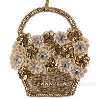 Елочная игрушка "Корзина" (бисер, пайетки), 11xH10 см - фото 1