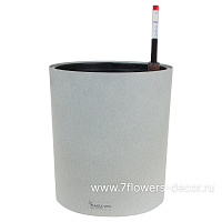 Кашпо PLANTA VITA "Cylinder Stone grey" с автополивом (пластик), D32xH36 см - фото 1