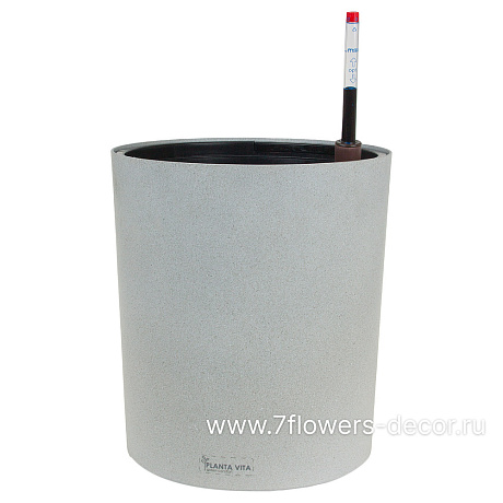 Кашпо PLANTA VITA Cylinder Stone grey с автополивом (пластик), D32xH36 см - фото 1