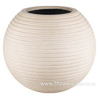 Кашпо Nobilis Marco "Horizontal stripes sandy beige Ball" (файкостоун), D51xH44,5 см - фото 1