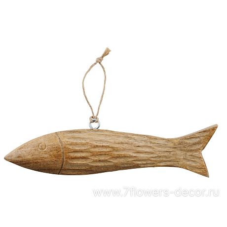 Елочная игрушка Рыба (дерево), 17xH2,5 см - фото 1