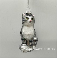 Елочная игрушка "Кошка" (стекло), 4,5x5xH9,5 см - фото 1
