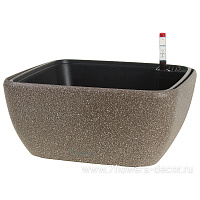 Кашпо PLANTA VITA "Square Stone brown" с автополивом (пластик), 28x28xH12 см - фото 1