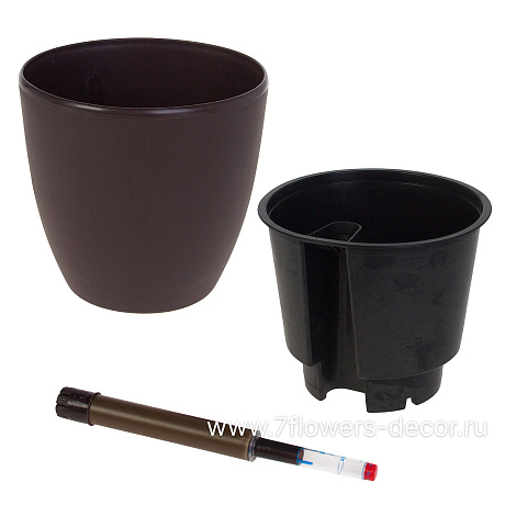 Кашпо PLANTA VITA Round Matt espresso с автополивом (пластик), D18xH17,5 см - фото 2