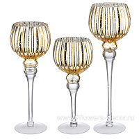 Подсвечник "Christmas" (стекло), H40 см, H35 см, H30 см, набор (3 шт) - фото 1