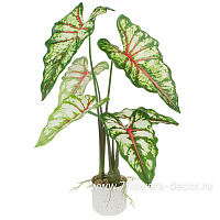 Растение искусственное "Каладиум" в кашпо, H70 см