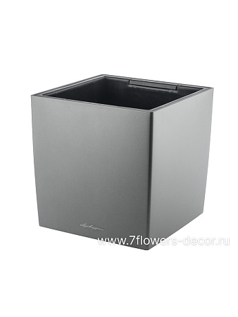 Кашпо Lechuza "Cube Premium Complete charcoal metallic" (пластик), 30х30хH30 см