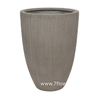 Кашпо Nobilis Marco "Vertical stripes rough-cement Round" (файкостоун), D40xH55 см - фото 1