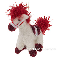 Елочная игрушка "Лошадка" (войлок, иск. мех), 17xH14 см - фото 1
