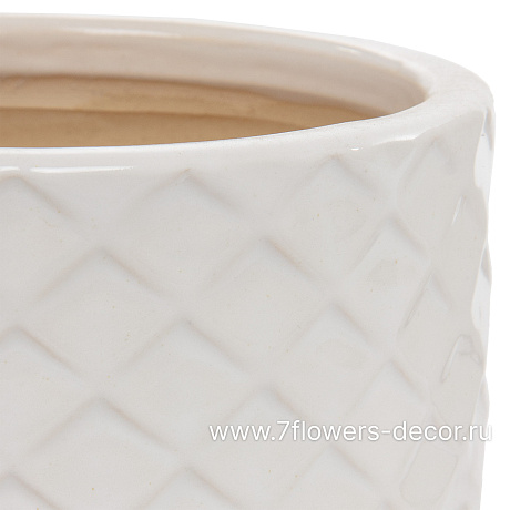 Кашпо Nobilis Marco White Relief Jar (керамика), D17хH12,5 см - фото 2