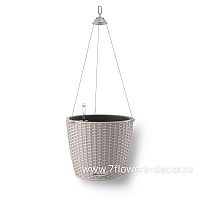 Кашпо Lechuza "Nido Cottage Complete sand brown" (пластик), D27xH23 см - фото 1