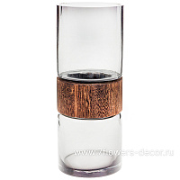 Ваза "Wood a tube" (дерево, стекло), D10xH25 см - фото 1