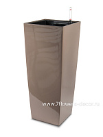 Кашпо Lechuza "Cubico Alto Complete taupe high gloss" (пластик), 40x40x105 см - фото 1