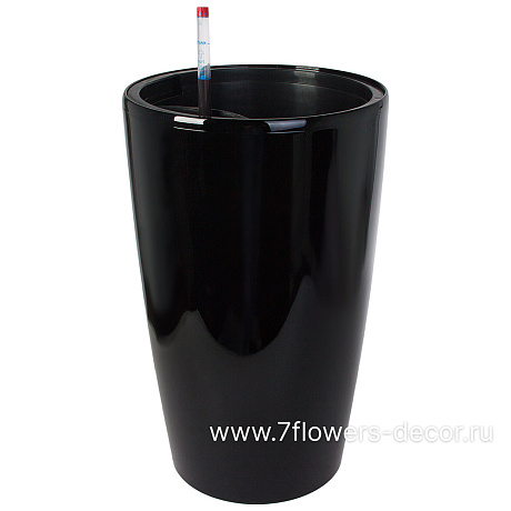Кашпо PLANTA VITA Vase Silk black с автополивом (пластик), D33xH57 см - фото 1