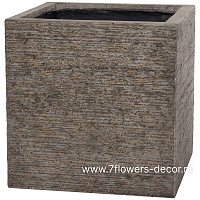Кашпо Nobilis Marco "Scratch fossil wood Cube" (файкостоун), 40x40xH40 см - фото 1