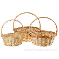 Корзина плетеная (ива), D53xH19/51 см - D35xH16/39 см, набор (3 шт) - фото 1