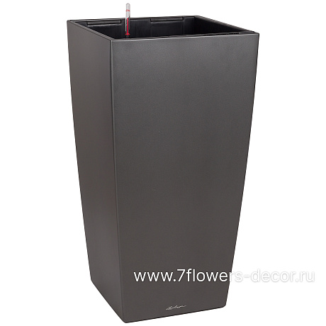 Кашпо Lechuza Cubico Complete charcoal metallic (пластик), 50x50xH95 см - фото 1