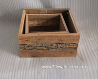 Кашпо (кора), 25x25xH12 см, 19x19xH10 см, набор (2 шт)